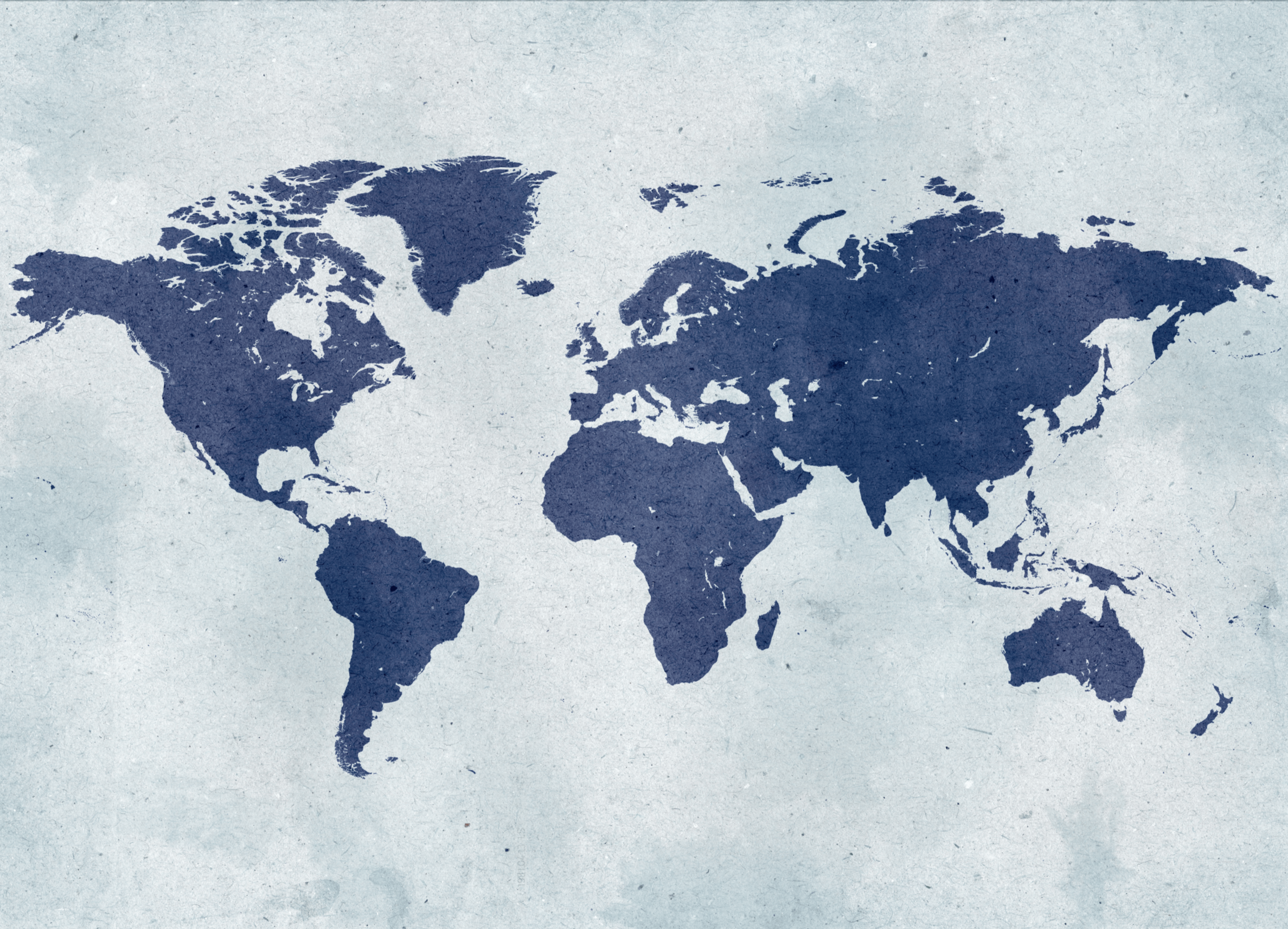 A world map in soft blue tones, representing global connectivity and the importance of ocean conservation