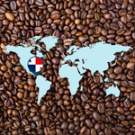 World map overlay on roasted coffee beans with a Burundi flag marker, highlighting the origin of Burundi in Africa
