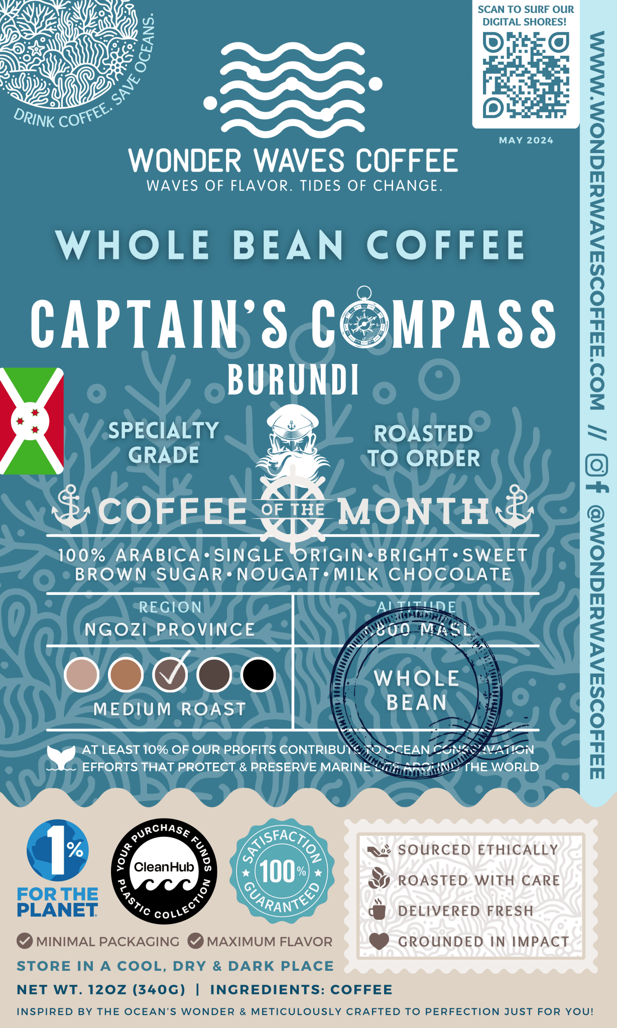 Captain&#39;s Compass | Coffee Of The Month: Burundi 〰 Single-Origin Specialty Coffee (Medium Roast) - Wonder Waves Coffee