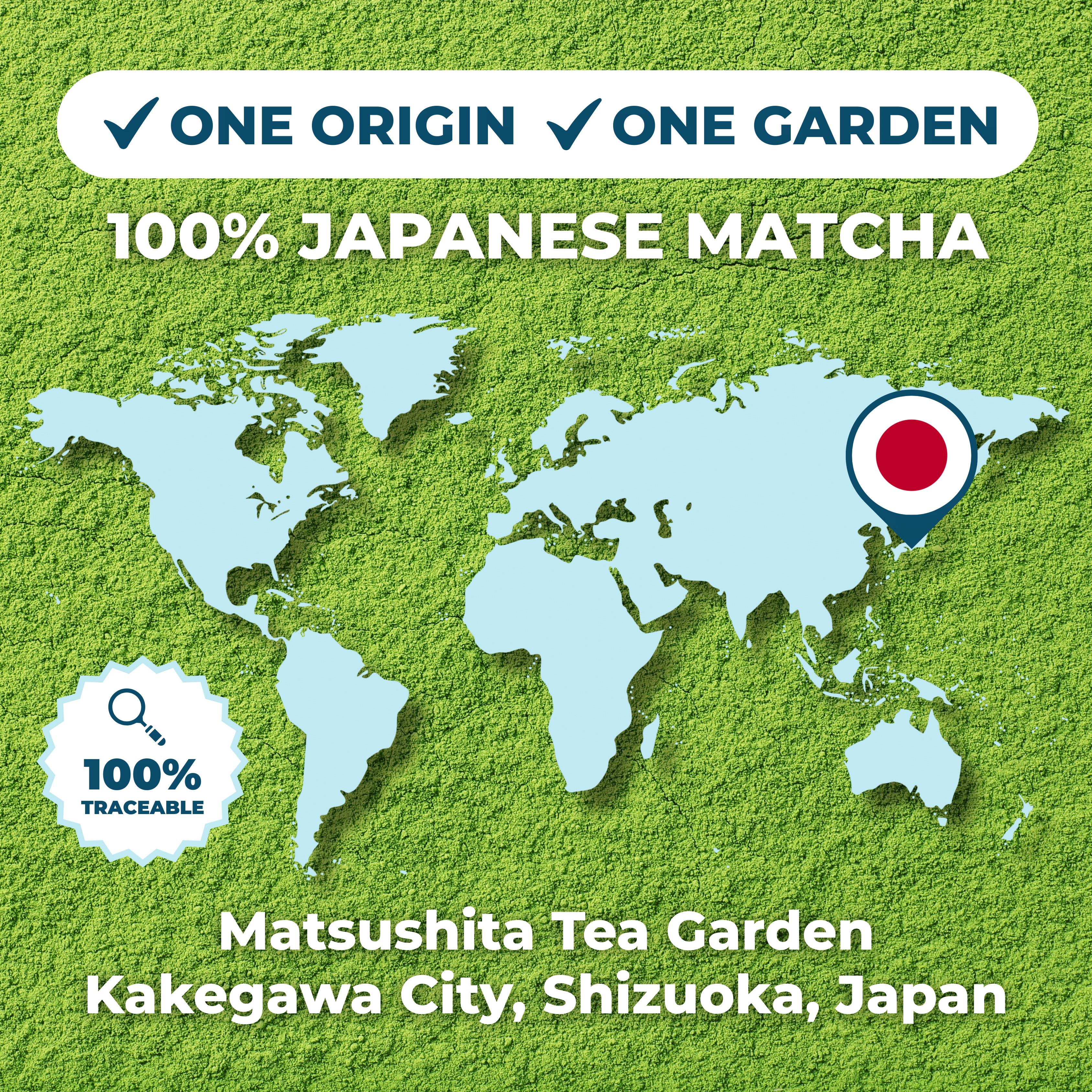 Ceremonial Japanese matcha from Matsushita Tea Garden in Kakegawa City, Shizuoka, Japan, single-origin and 100% traceable