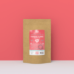 Peach artisan loose leaf fruit tea blend in eco-friendly 3oz kraft stand-up pouch packaging by Wonder Waves Coffee